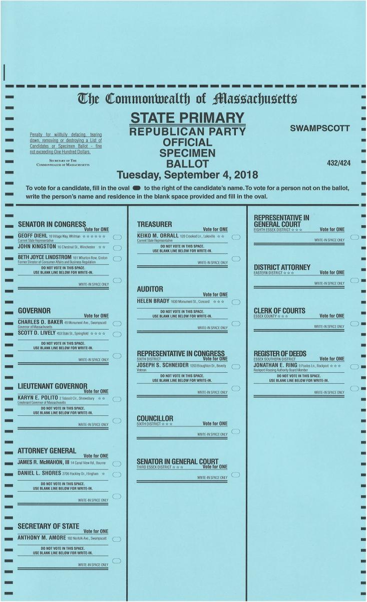9 4 18 Republican State Primary sample ballot