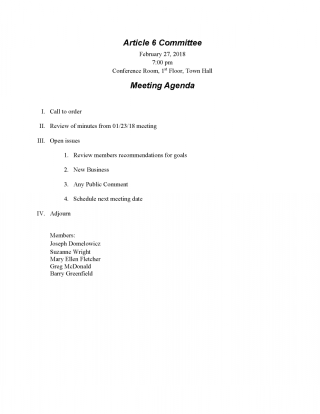 Article 6 Committee agenda
