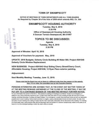 Housing Authority May 8, 2018 meeting