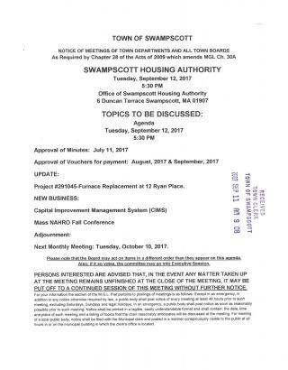 Housing Authority Sept. 12, 2017 notice