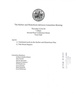 Harbor & Waterfront Advisory Committee May 24, 2018 meeting