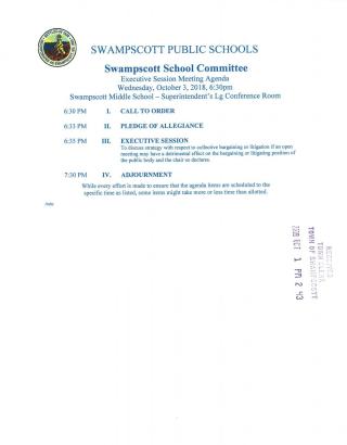School Committee October 3, 2018 meeting