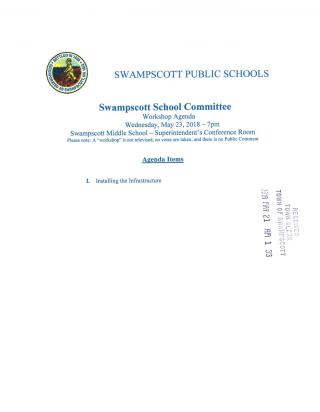 School Committee May 23, 2018 meeting
