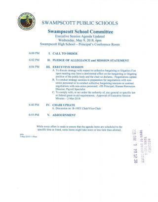 School Committee May 9, 2018 Revised notice