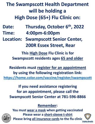 October 6, 2022 Flu Shot Clinic Flyer