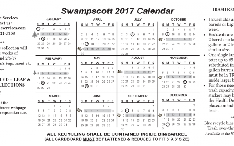 Swampscott 2017 Calendar
