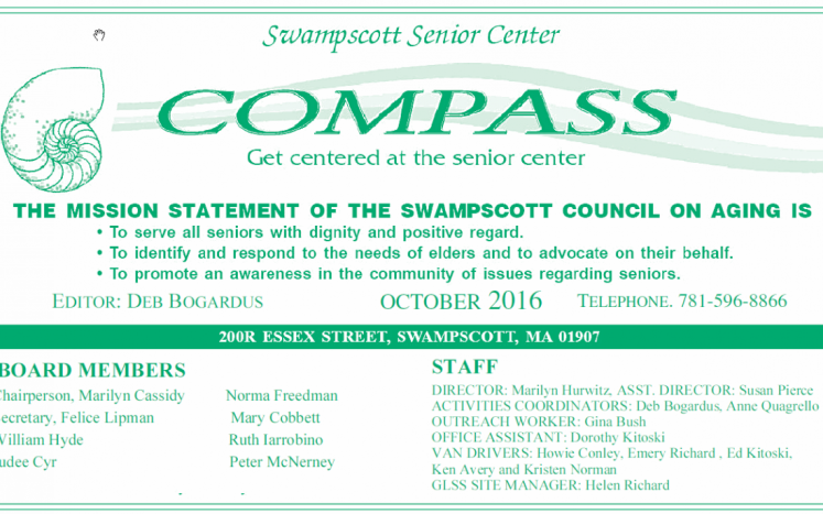 COMPASS Senior Center Newsletter - October 2016